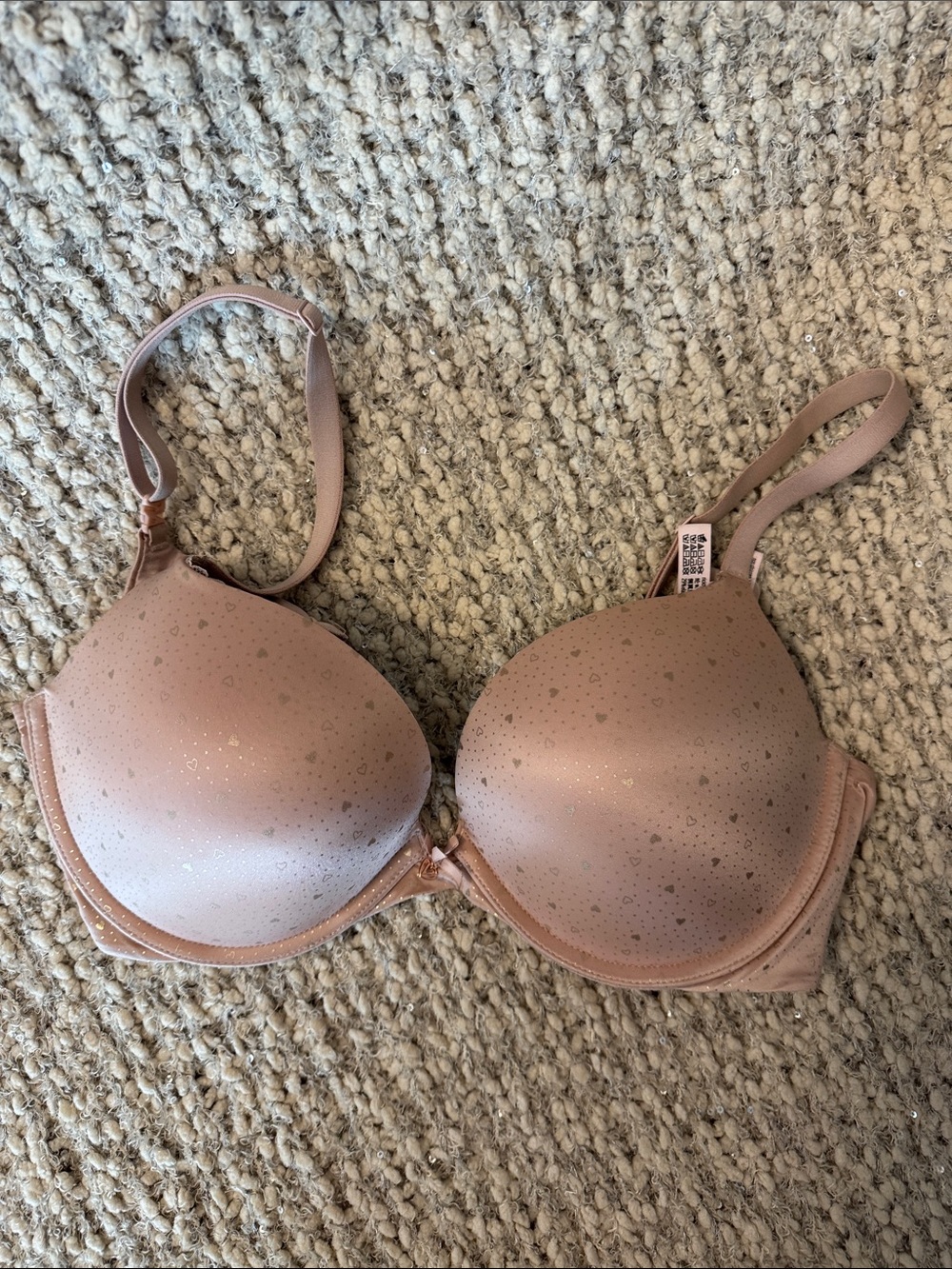 Victoria’s Secret Body Push-up bra- Nude Pink with gold hearts 34DD